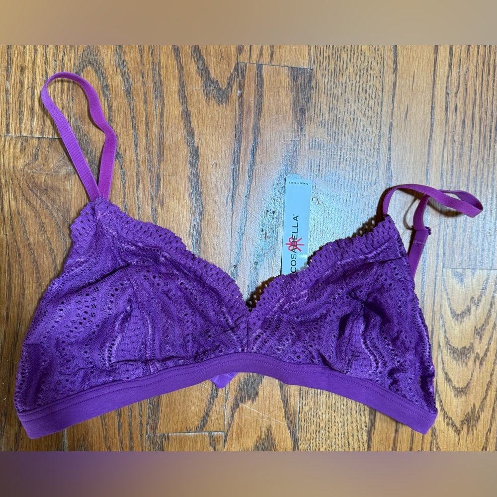 NWT COSABELLA Italy Bright Violet Dolce Bra Size L (Appears to be a B Cup) $50